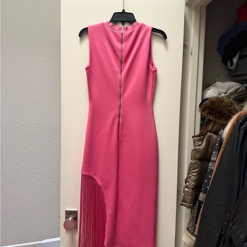 Alice + Olivia Sleeveless Pink Fringe Midi Dress - Picture 4 of 4